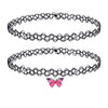 BodyJ4You 2PC Tattoo Choker Necklace Set - 90s Accessories Women Teen Girls Kids - Pink Butterfly Pendant Charm - Summer Style Gift Idea