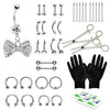 36PC PRO Piercing Kit Stainless Steel 14G 16G Belly Ring Tongue Nipple Nose Jewelry