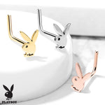 6PC Nose Screw Stud Playboy Bunny Hoop Ring 20G Steel CZ Nostril Girl Women Piercing Jewelry - BodyJ4you