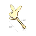 6PC Nose Stud Bone Playboy Bunny Hoop Ring 20G Surgical Steel CZ Nostril Girl Women Piercing Jewelry - BodyJ4you