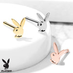 6PC Nose Stud Bone Playboy Bunny Hoop Ring 20G Surgical Steel CZ Nostril Girl Women Piercing Jewelry - BodyJ4you