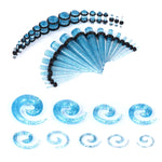 54PC Gauges Kit Ear Stretching 14G-00G Glitter Spiral Tapers Plugs Body Piercing Set