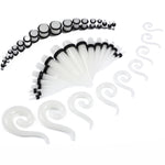 54PC Gauges Kit Ear Stretching 14G-00G Acrylic Hanger Tapers Plugs Body Piercing Set