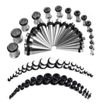 72PC Gauges Kit Acrylic Plugs Stainless Steel Tapers 14G-00G Ear Stretching Piercing Set - BodyJ4you