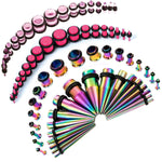 72PC Gauges Kit Acrylic Plugs Stainless Steel Tapers 14G-00G Ear Stretching Piercing Set - BodyJ4you