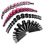 72PC Gauges Kit Acrylic Plugs Stainless Steel Tapers 14G-00G Ear Stretching Piercing Set - BodyJ4you