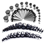 72PC Gauges Kit Acrylic Plugs Stainless Steel Tapers 14G-00G Ear Stretching Piercing Set - BodyJ4you