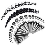 72PC Gauges Kit Acrylic Plugs Stainless Steel Tapers 14G-00G Ear Stretching Piercing Set - BodyJ4you