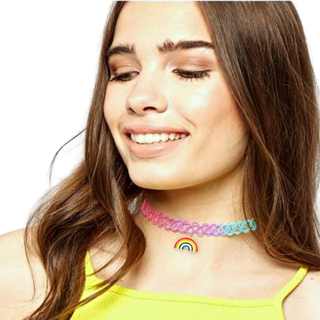 N58F 12 Pack Choker Necklace Set Tattoo Style Kids Teens Girls Women  Stretch Elastic Jewelry Gifts
