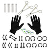 36PC Piercing Kit Stainless Steel 14G 16G Belly Ring Tongue Tragus Eyebrow Nipple Lip Nose