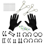 36PC Piercing Kit Stainless Steel 14G 16G Belly Ring Tongue Tragus Eyebrow Nipple Lip Nose