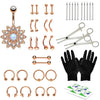 36PC PRO Piercing Kit Stainless Steel 14G 16G Belly Ring Tongue Nipple Nose Jewelry
