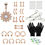 36PC PRO Piercing Kit Stainless Steel 14G 16G Belly Ring Tongue Nipple Nose Jewelry
