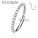 Piercing Ring 14G 16G 18G Hinged Clicker Hoop Implant Grade Titanium CZ Gem Nose Septum Tragus Daith Ear