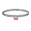BodyJ4You 2PC Tattoo Choker Necklace Set - 90s Accessories Women Teen Girls Kids - Pink Butterfly Pendant Charm - Summer Style Gift Idea
