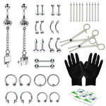 BodyJ4You 36PC PRO Piercing Kit Stainless Steel 14G 16G Belly Ring Tongue Nipple Nose Jewelry