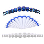 42PC Gauges Kit Ear Stretching 8G-12mm Tapers Plugs Silicone Acrylic Body Piercing Set