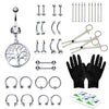 36PC PRO Piercing Kit Stainless Steel 14G 16G Belly Ring Tongue Nipple Nose Jewelry