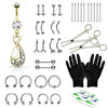 36PC PRO Piercing Kit Stainless Steel 14G 16G Belly Ring Tongue Nipple Nose Jewelry