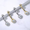 BodyJ4You 14K Real Gold Belly Button Ring 14G Double Gem Solitaire CZ Navel Ring