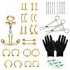 36PC PRO Piercing Kit Stainless Steel 14G 16G Belly Ring Tongue Nipple Nose Jewelry