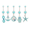 5PC Belly Button Rings 14G Hamsa Star Dremcatcher Peace Steel CZ Women Navel Piercing