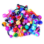 15-100PC Belly Button Rings Banana Barbells 14G Steel Flexible Bar Mix Color Body Jewelry
