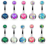 BodyJ4You 10PC Belly Button Ring Double Multicolor CZ Stainless Steel 14G Navel Body Piercing Jewelry - BodyJ4you