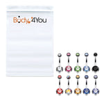 BodyJ4You 10PC Belly Button Ring Double Multicolor CZ Stainless Steel 14G Navel Body Piercing Jewelry - BodyJ4you