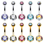 BodyJ4You 10PC Belly Button Ring Double Multicolor CZ Stainless Steel 14G Navel Body Piercing Jewelry - BodyJ4you