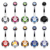 BodyJ4You 10PC Belly Button Ring Double Multicolor CZ Stainless Steel 14G Navel Body Piercing Jewelry - BodyJ4you
