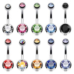 BodyJ4You 10PC Belly Button Ring Double Multicolor CZ Stainless Steel 14G Navel Body Piercing Jewelry - BodyJ4you