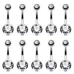 BodyJ4You 10PC Belly Button Ring Double Multicolor CZ Stainless Steel 14G Navel Body Piercing Jewelry - BodyJ4you