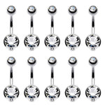 BodyJ4You 10PC Belly Button Ring Double Multicolor CZ Stainless Steel 14G Navel Body Piercing Jewelry - BodyJ4you