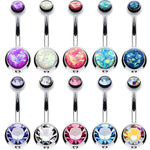 BodyJ4You 10PC Belly Button Ring Double Multicolor CZ Stainless Steel 14G Navel Body Piercing Jewelry - BodyJ4you