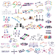 BodyJ4You 120 PCS Body Piercing Lot Belly Ring Labret Tongue Eyebrow Tragus Barbells 14G 16G RANDOM Mix Jewelry - BodyJ4you
