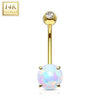 BodyJ4You 14K Real Gold Belly Button Ring 14G Opal Stone CZ Navel Ring - BodyJ4you