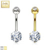 BodyJ4You 14K Solid Yellow White Gold Navel Ring Belly Piercing Jewelry Class Round Style - BodyJ4you