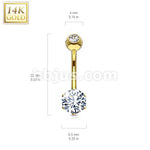 BodyJ4You 14K Solid Yellow White Gold Navel Ring Belly Piercing Jewelry Class Round Style - BodyJ4you
