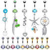 BodyJ4You 15 Belly Button Rings Dangle Barbells 14G Multicolor Surgical Steel CZ Navel Body Jewelry - BodyJ4you