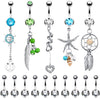 BodyJ4You 15 Belly Button Rings Dangle Barbells 14G Multicolor Surgical Steel CZ Navel Body Jewelry - BodyJ4you
