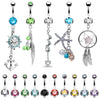 BodyJ4You 15 Belly Button Rings Dangle Barbells 14G Multicolor Surgical Steel CZ Navel Body Jewelry - BodyJ4you