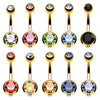 BodyJ4You 15 Belly Button Rings Dangle Barbells 14G Multicolor Surgical Steel CZ Navel Body Jewelry - BodyJ4you