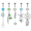 BodyJ4You 15 Belly Button Rings Dangle Barbells 14G Multicolor Surgical Steel CZ Navel Body Jewelry - BodyJ4you