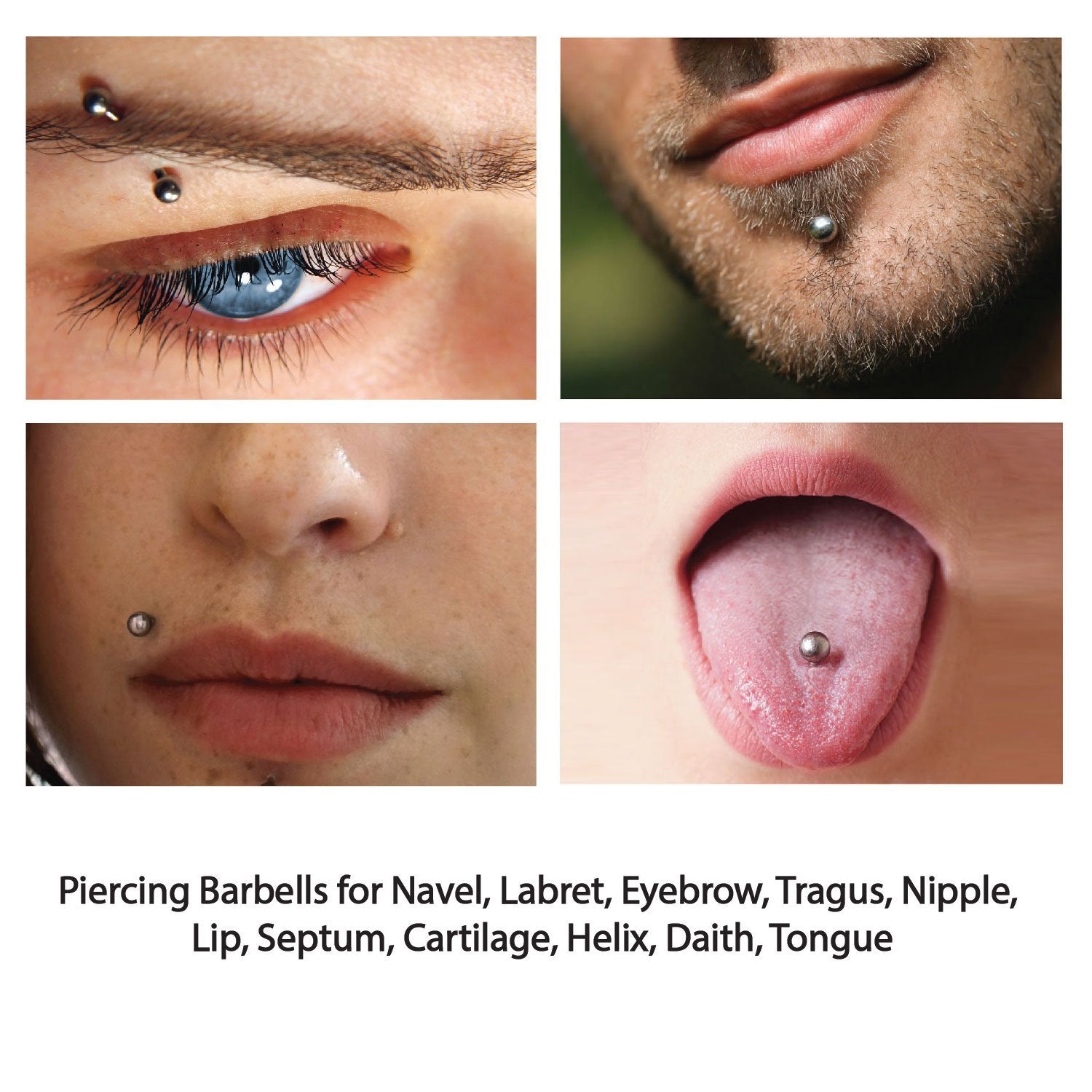 BodyJ4You 156PC Body Piercing Kit Lot 14G 16G Belly Ring Labret Tongue Tragus RANDOM Mix Jewelry - BodyJ4you