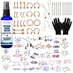 BodyJ4You 156PC Body Piercing Kit Lot 14G 16G Belly Ring Tragus Random Mix Jewelry Saline Spray - BodyJ4you