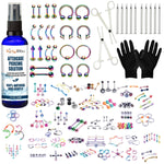 BodyJ4You 156PC Body Piercing Kit Lot 14G 16G Belly Ring Tragus Random Mix Jewelry Saline Spray - BodyJ4you