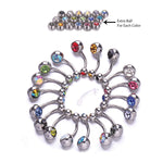 BodyJ4You 18PC Belly Button Rings 14G Surgical Steel CZ Girl Women Navel 18 Replacement Balls Pack - BodyJ4you