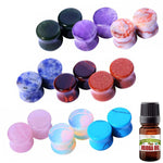 BodyJ4You 18PC Stone Ear Plugs Double Flare Gauges Stretching Aftercare Wax Oil 8G-30mm - BodyJ4you