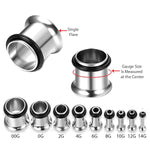 BodyJ4You 18PC Tunnel Kit Ear Plugs Stretching Set 14G-00G Stainless Steel Single Flare Expanders - BodyJ4you